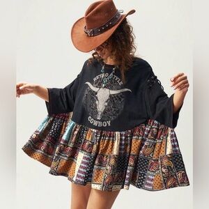 Bohemian Patchwork Poncho Top